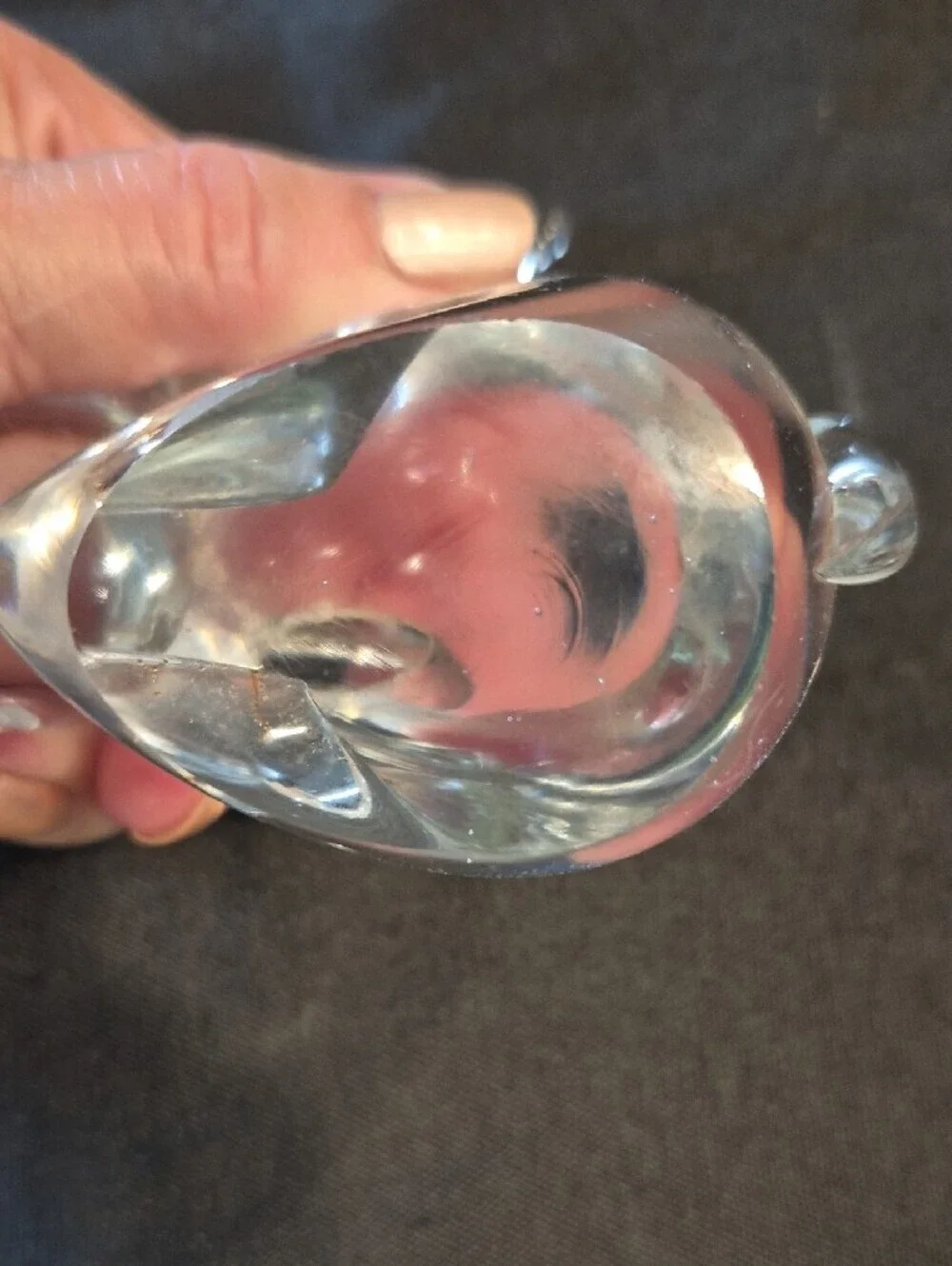 Vintage Crystal Clear Glass Bunny Figurine Or Papetweight